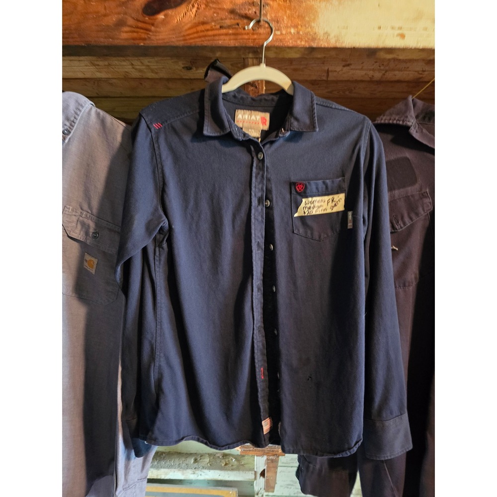 Ariat FR Flame Resistant Navy Blue Long Sleeve Work Shirt Womens Medium
